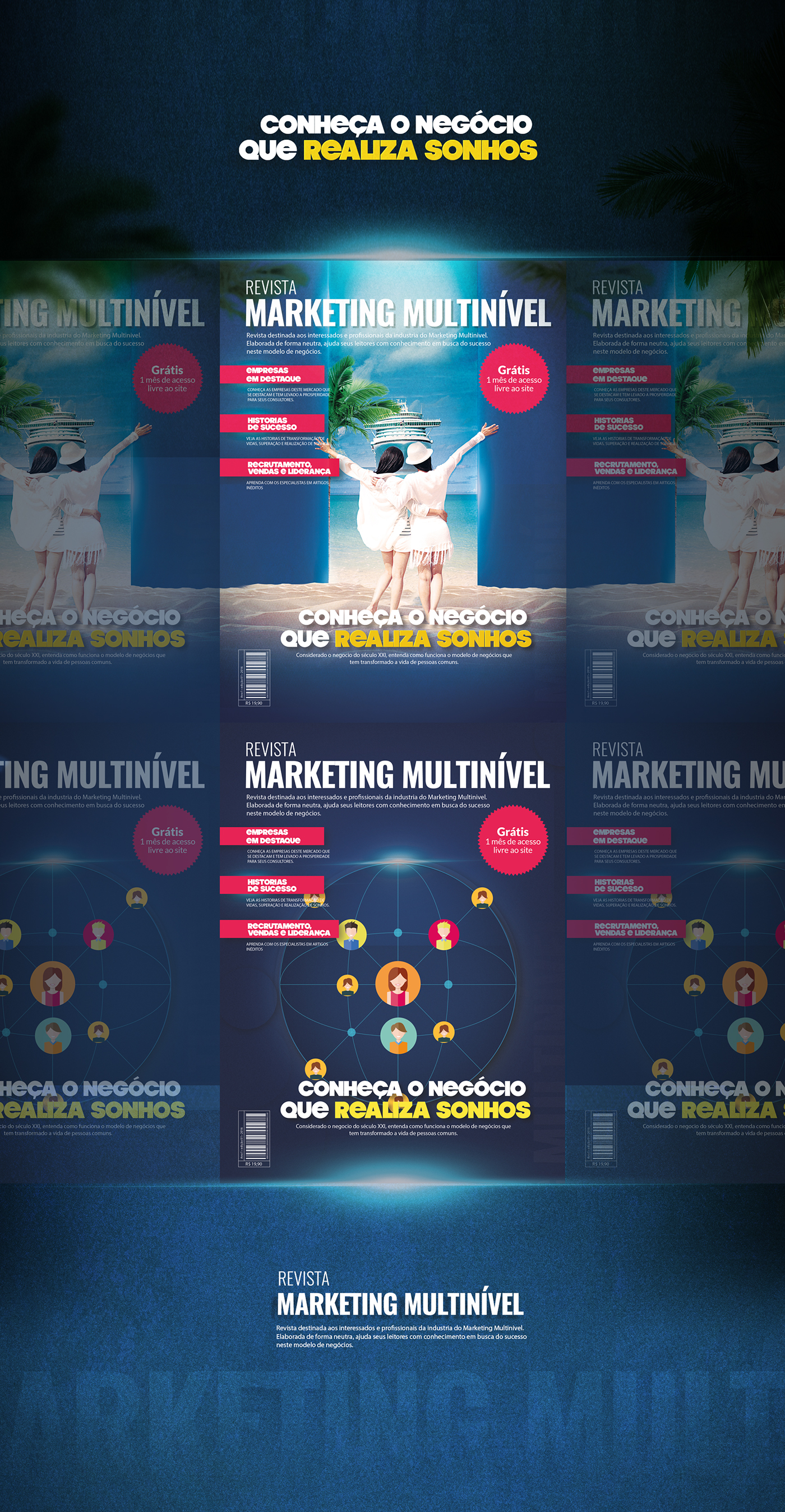 cartaz capa de revista negocios campanhas mídias sociais photomanipulação montagem marketing multinível Sonhos