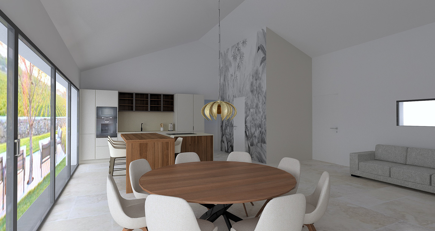interior design  Interior kitchen kitchen design wallnut diningroom livingroom architecture modern visualization