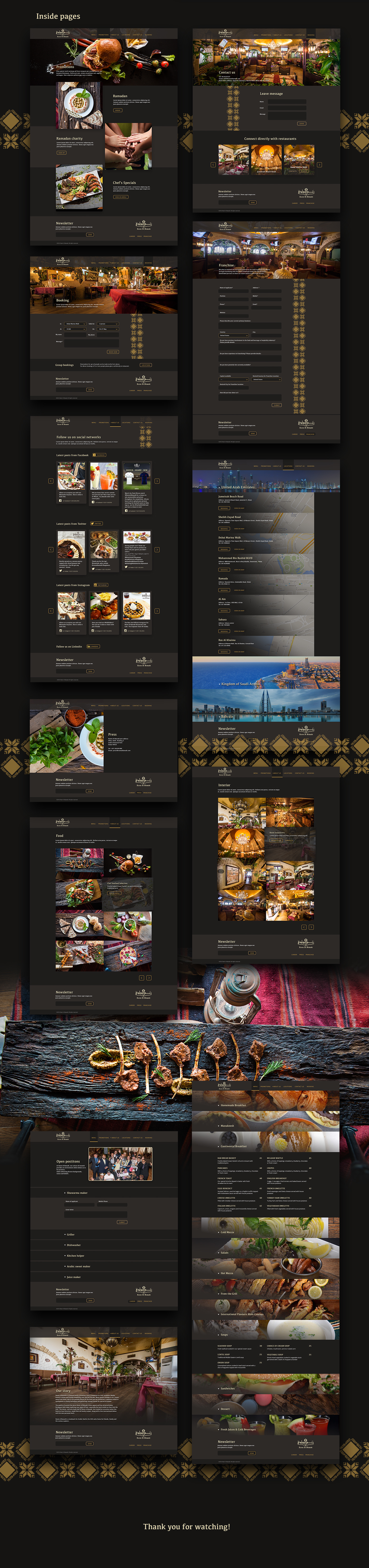 restaurant site Website promo arabic UAE Food  creative dark cusine