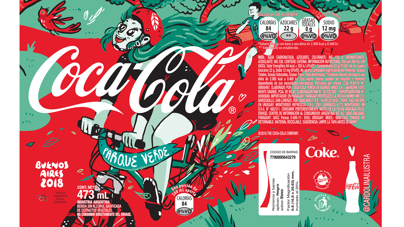 BAYOG bicycle girl Coca Cola coca cola can packaging illustration soda can