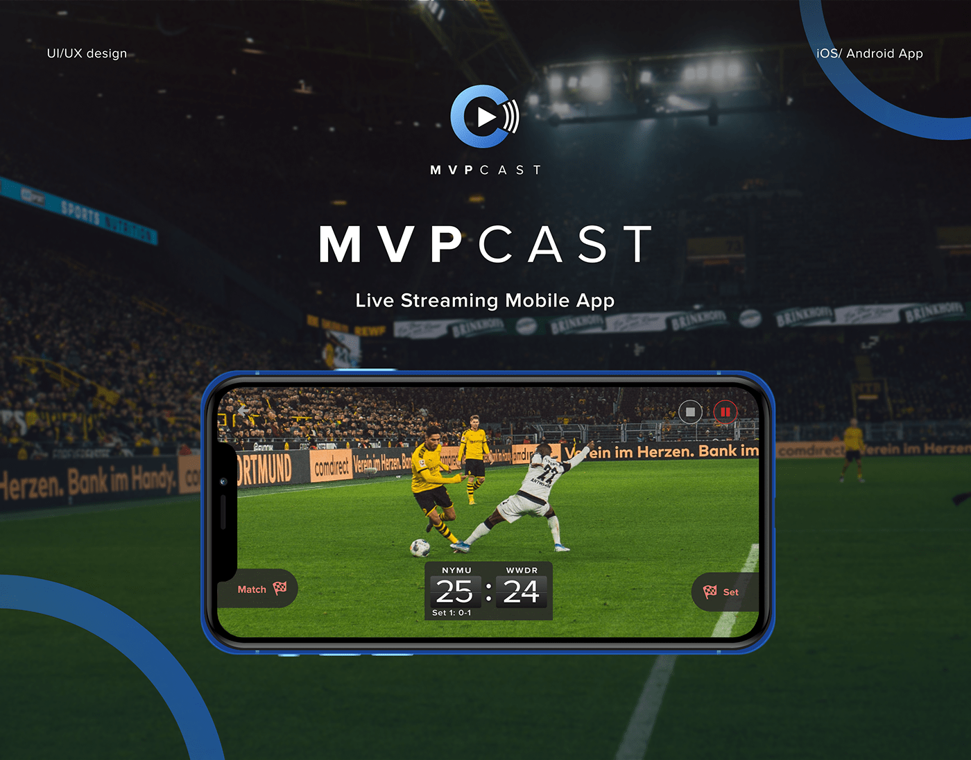 design sport Mobile app UI/UX Design UI interaction app live streaming MVPCast sport app