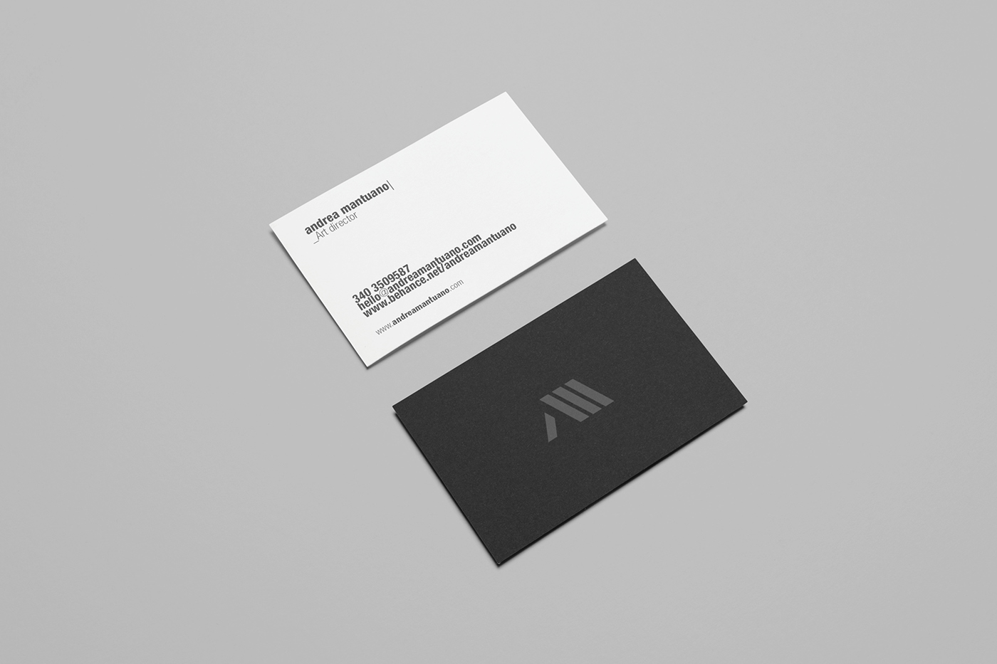 brand identity Personal Identity grey logo print corporate personal milan andrea mantuano cool minimal graphic design
