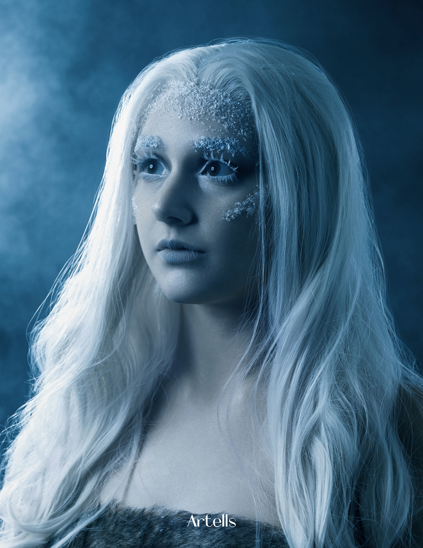 magazine retouch portrait Ice queen winter Editing Photo retouching  artells ARTELLS MAGAZINE creative makeup