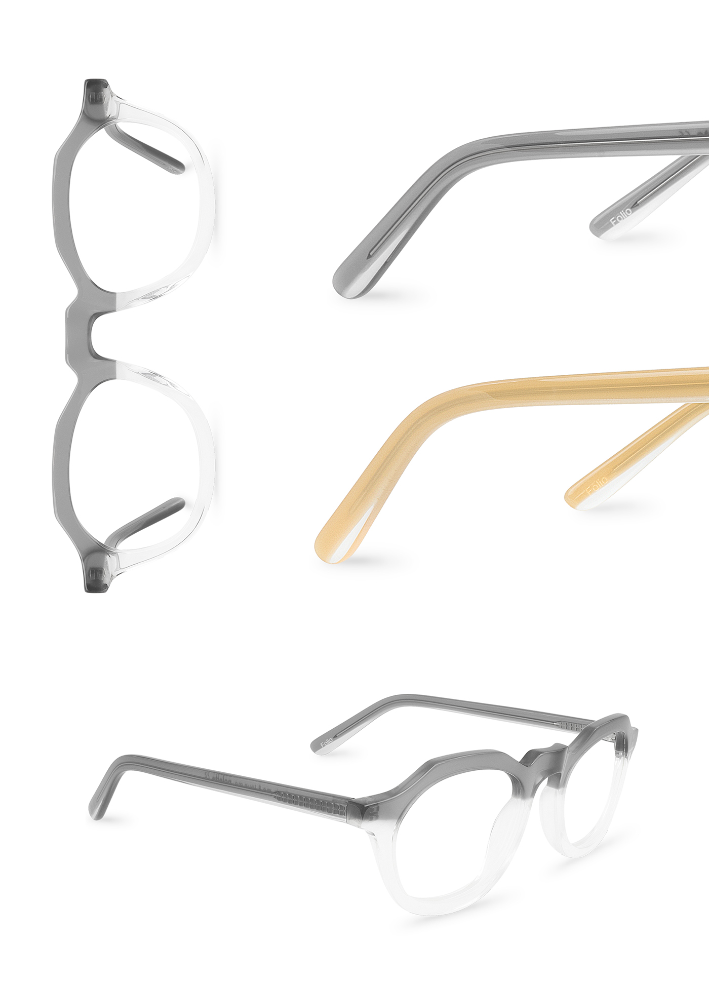 product design  design glasses eyewear bicolor transparent oval geometric folio polette