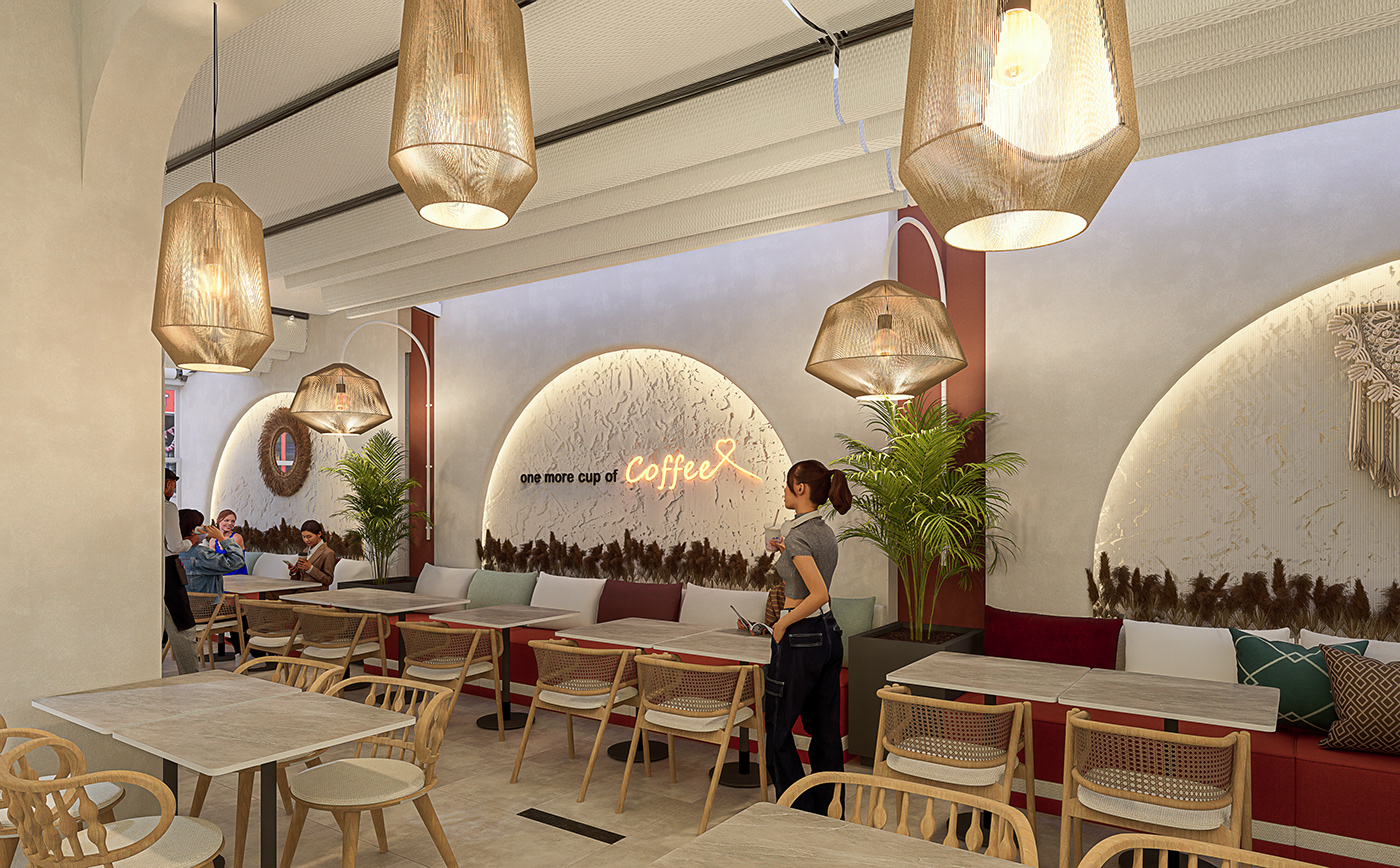 restaurant cafe lounge Food  marketing   designer post 3D Render bar