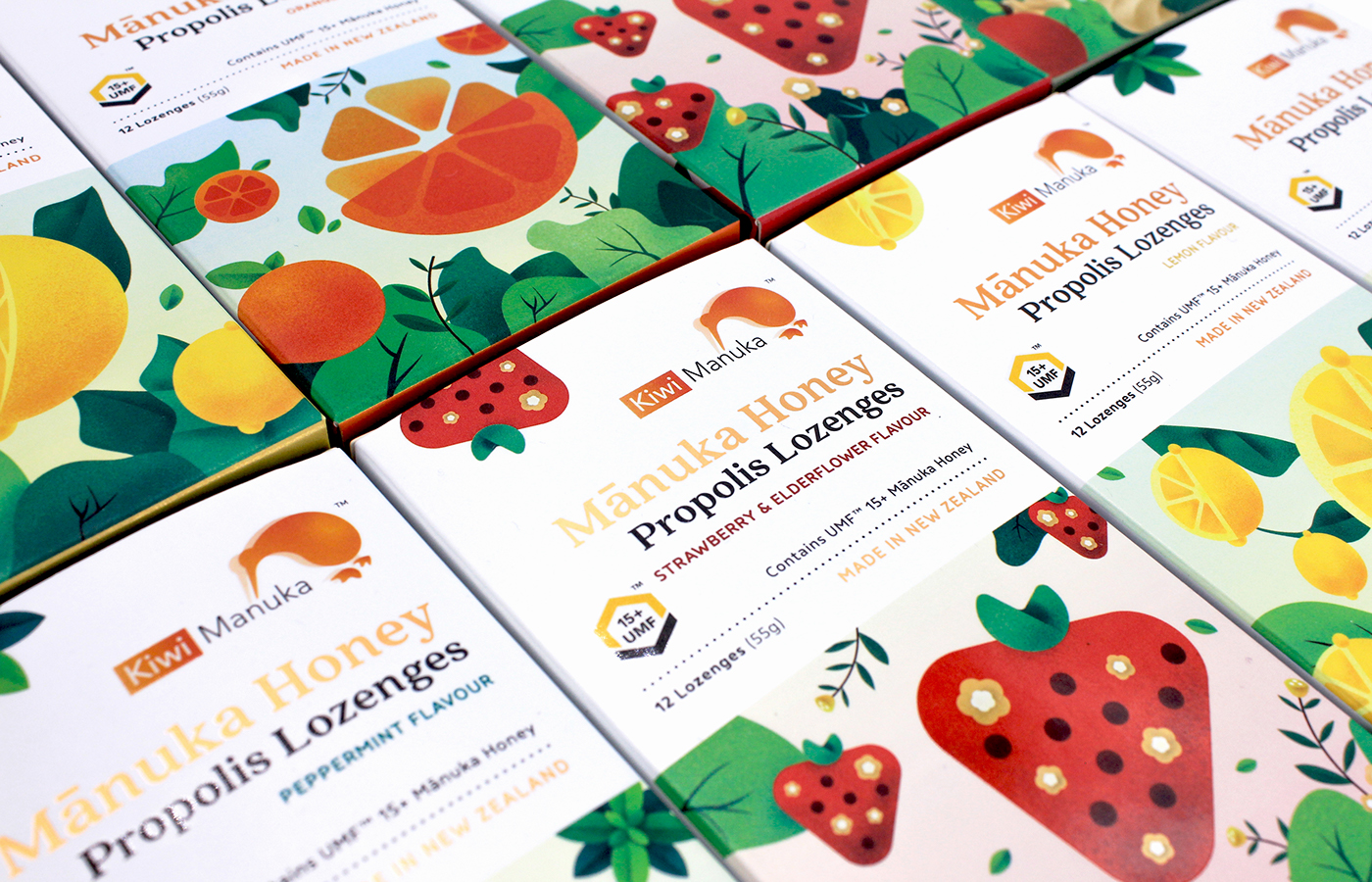 honey ILLUSTRATION  Manuka Fruit New Zealand bee Packaging branding  graphic design  design