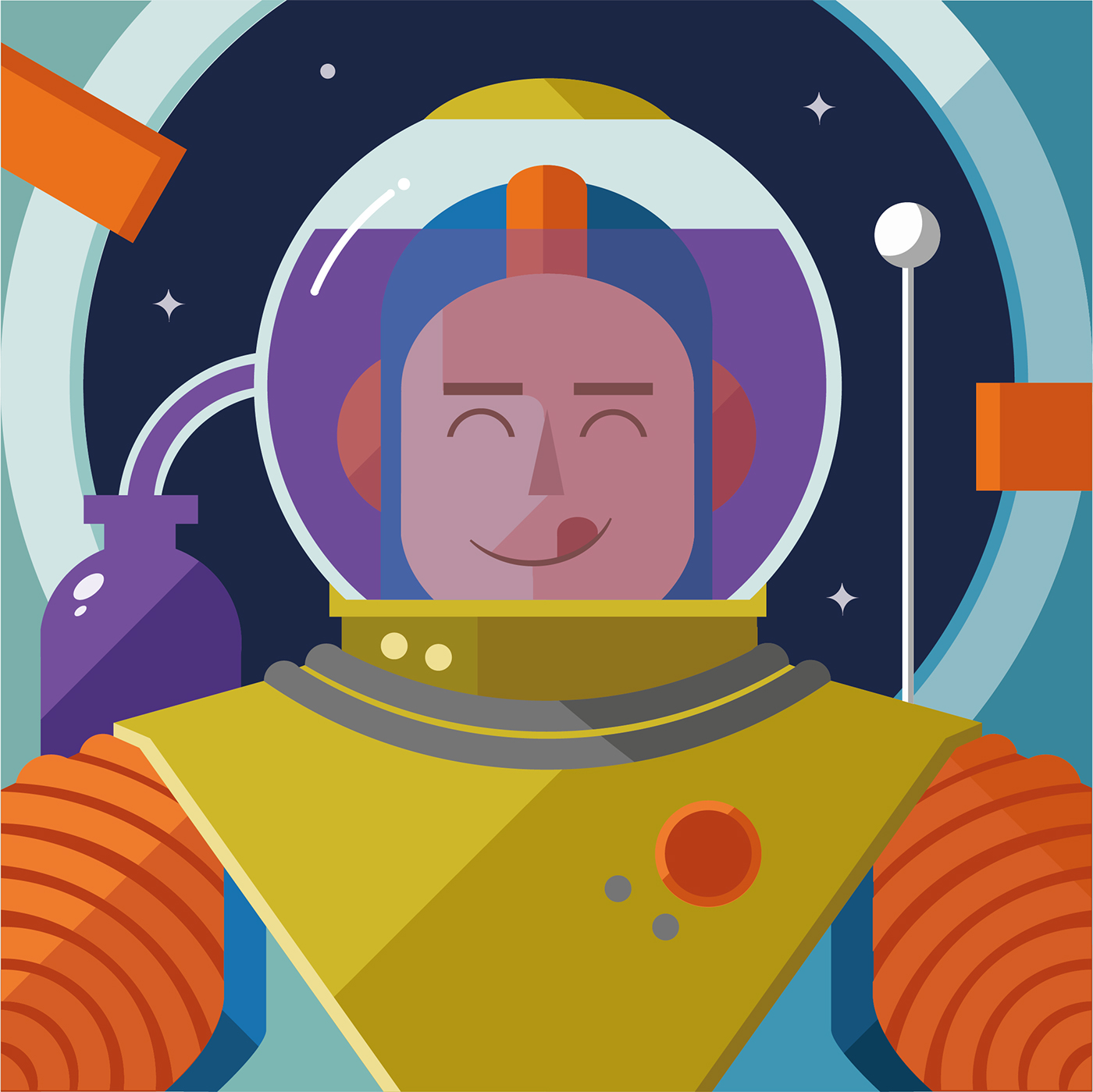 ILLUSTRATION  vector poster Space  astronaut wine product comercial Character Geometrical