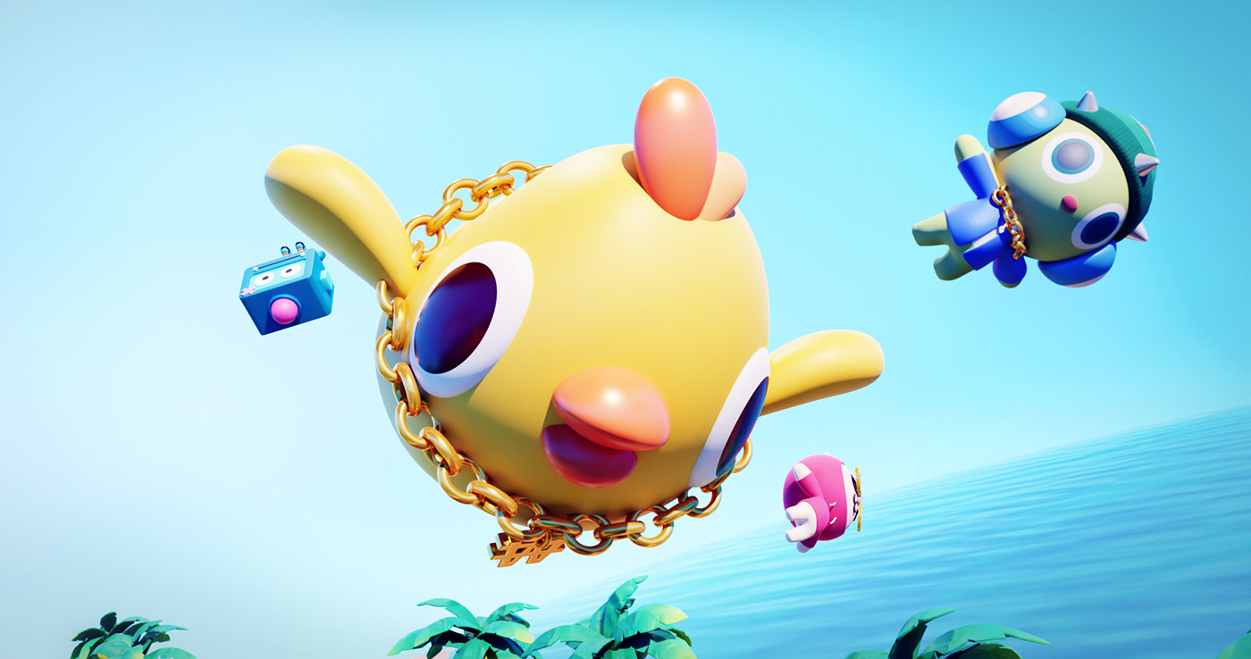 3D artwork cartoon Character design  cute ILLUSTRATION  Render sea SKY fantasy