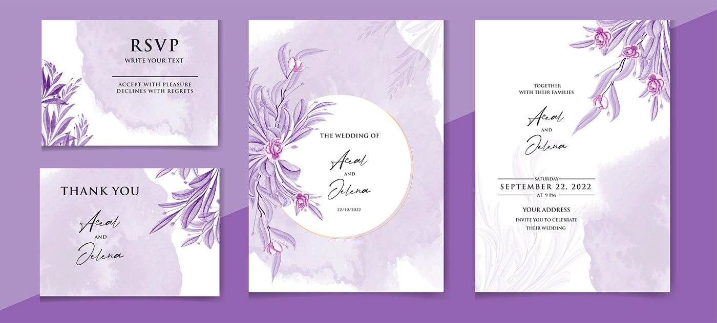 watercolor watercolor art wedding invitation Wedding Card Invitation Card Design graphic brand identity branding  adobe illustrator vector