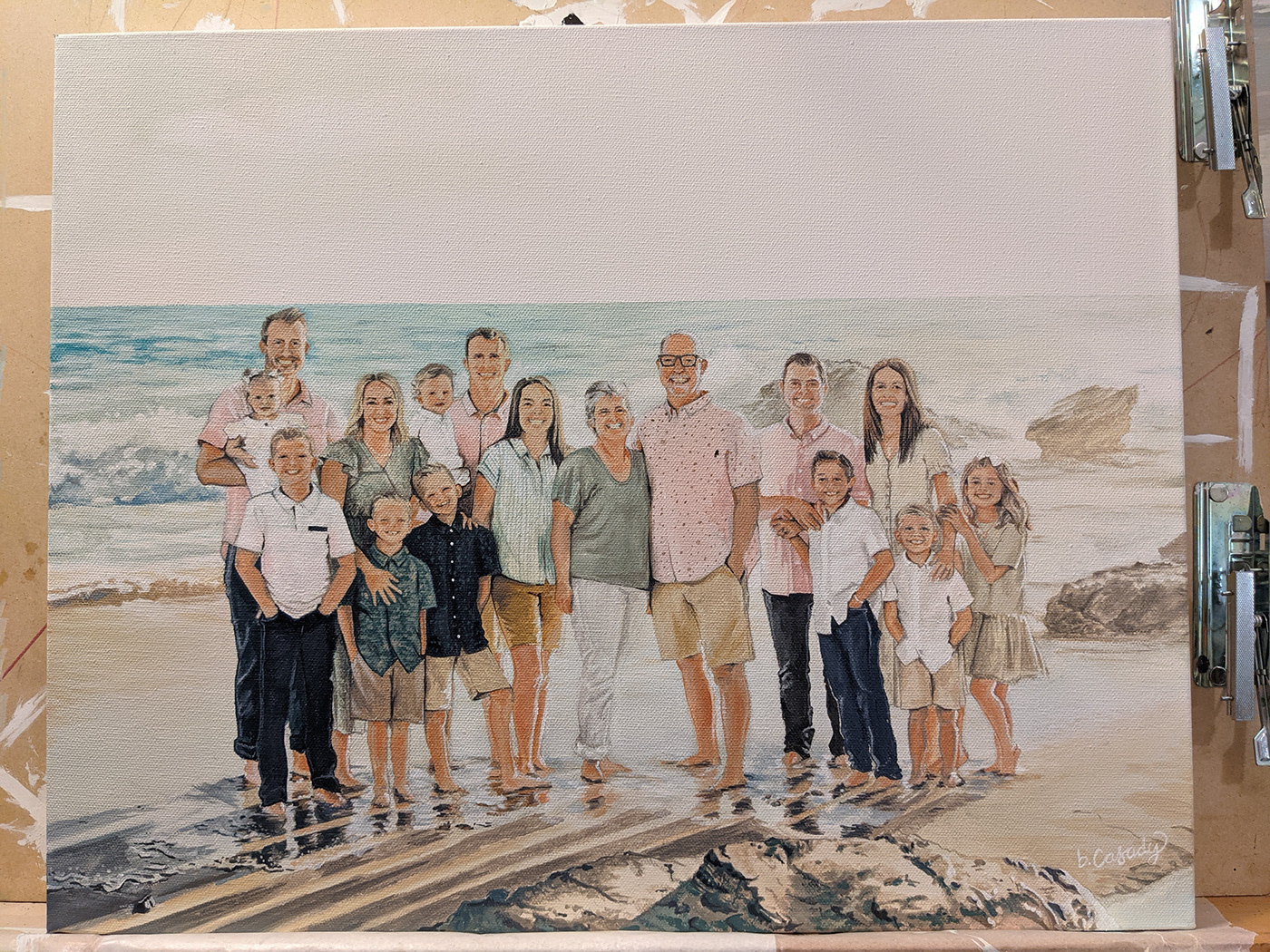acrylic canvas family portrait fine art minimalist Ocean painting  