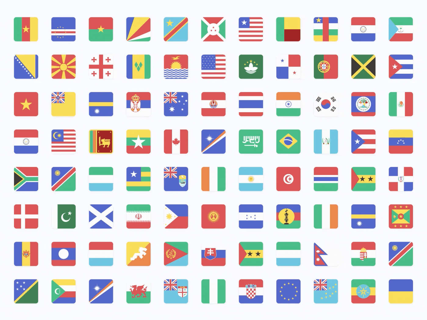 flags icon collection - grid