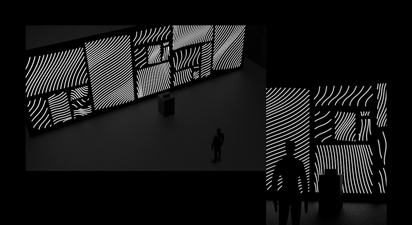 installation exhibiton motion black and white minimal interactive design interaction motion sensor