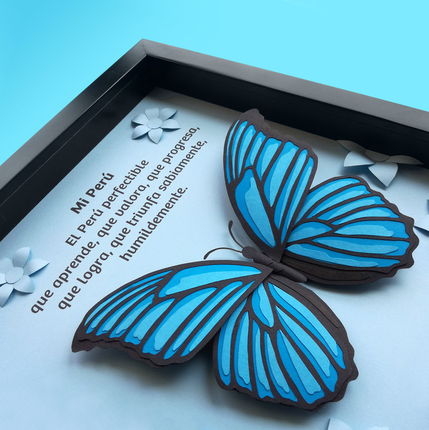 papercraft Nature butterfly handmade blue Flowers peru artesania paper deco