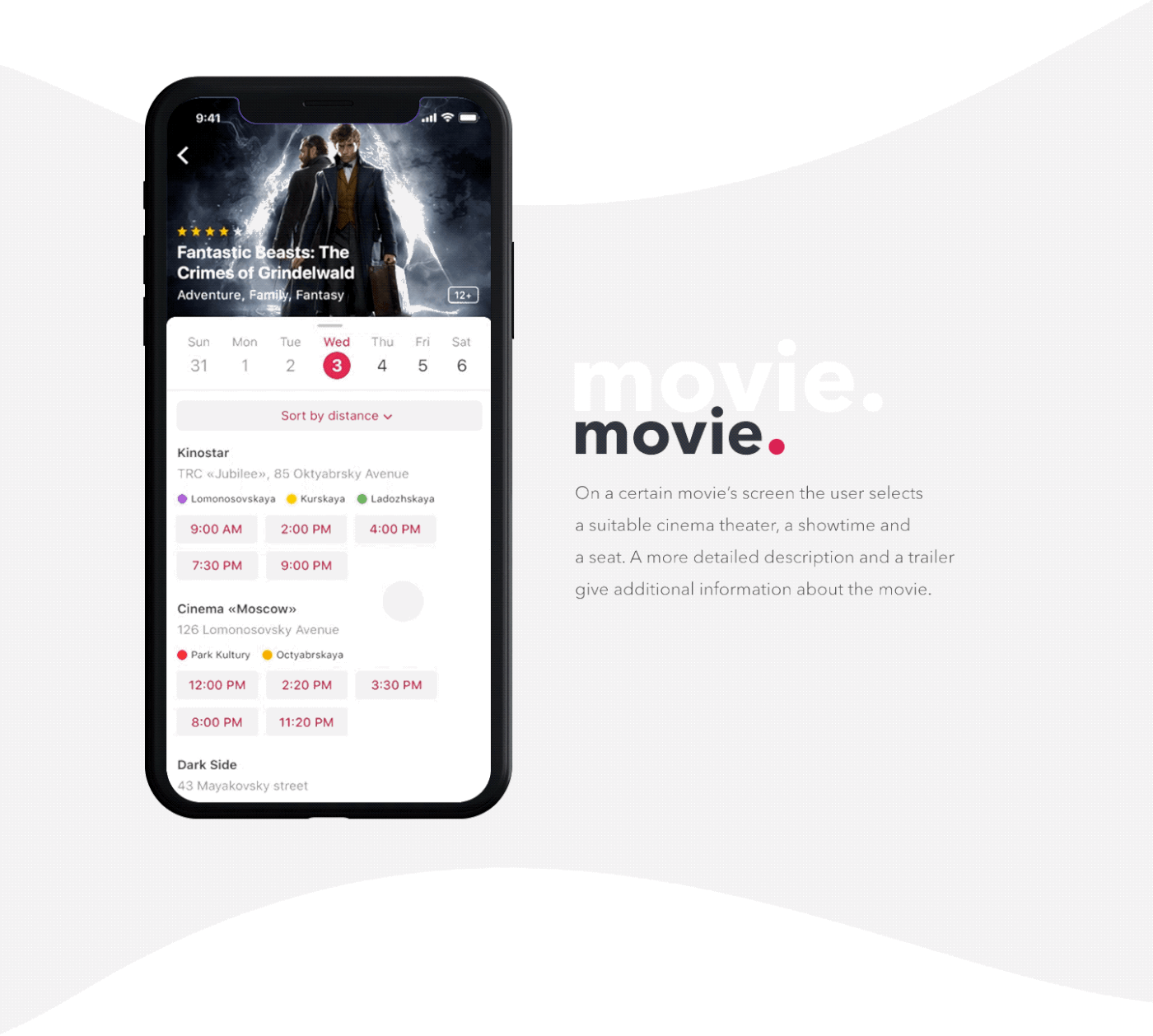 Mobile app movie UI ux android Experience ios Native Cinema ILLUSTRATION 
