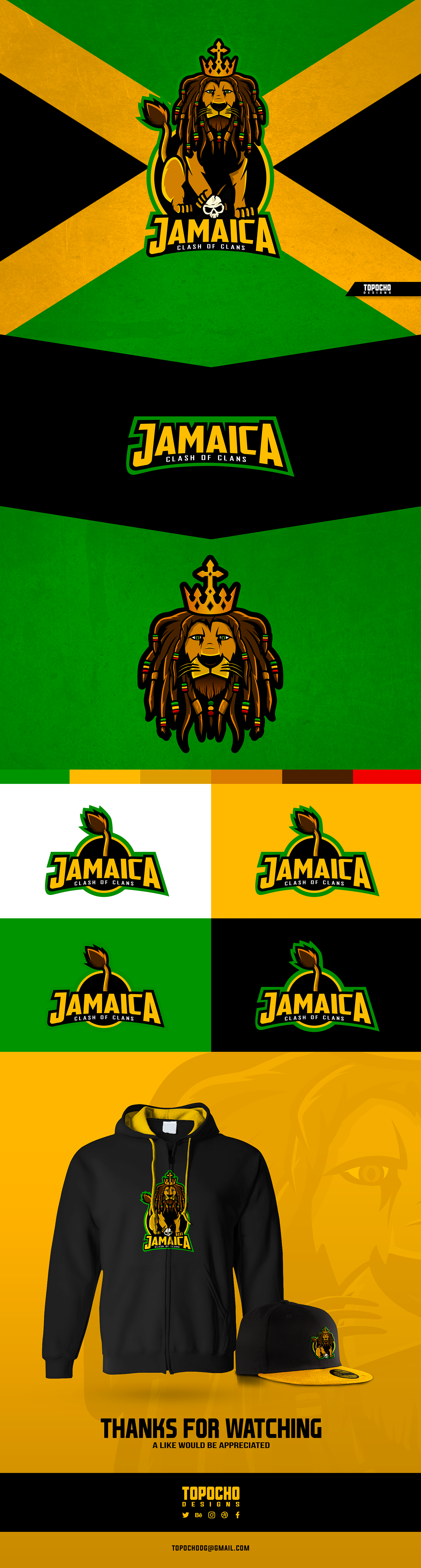 jamaica mascot logo ilustracion ilustration lion reagge green clash of clans logo