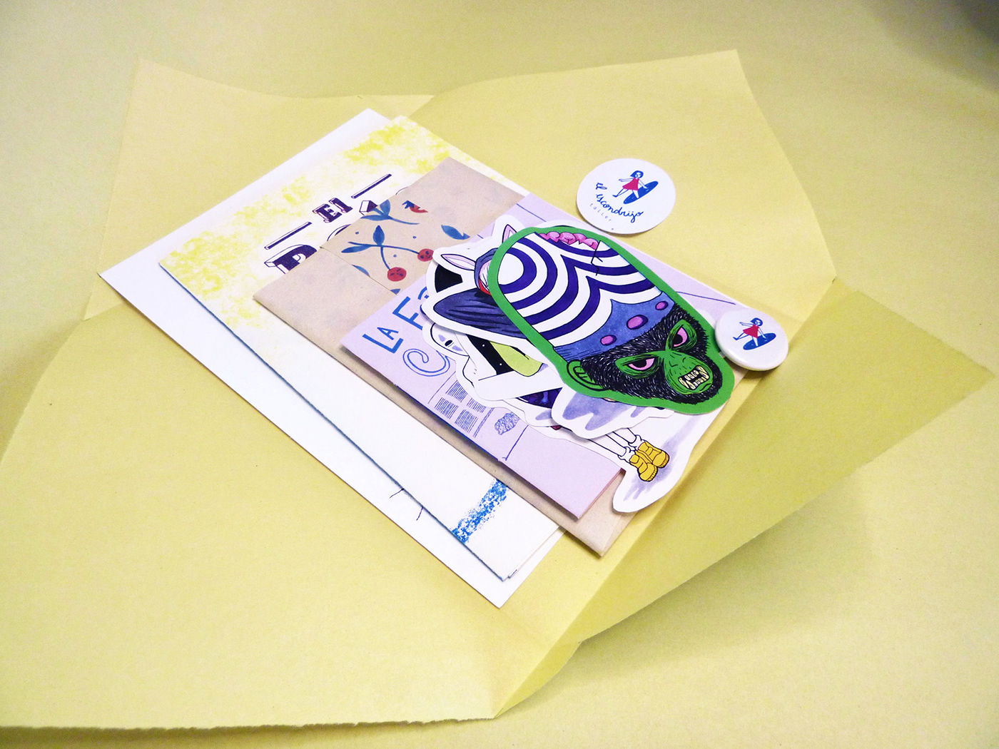 diseño gráfico funzine ilustracion postal print sticker
