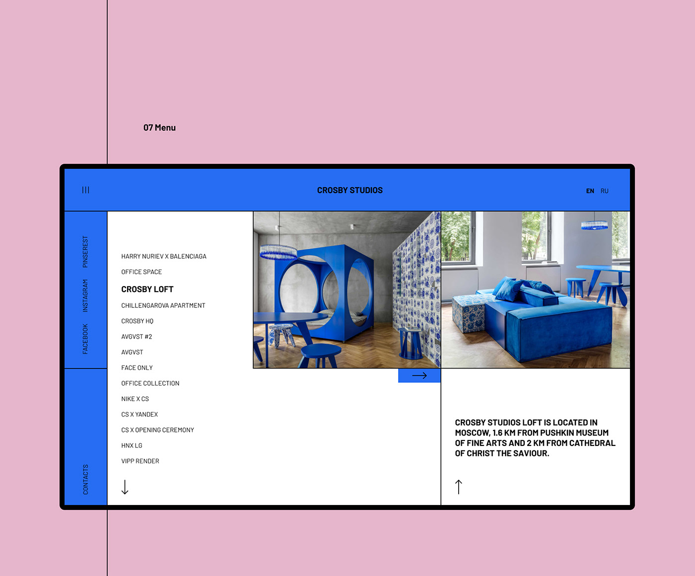 Crosby Studios interaction Interface interior design  redesign UI UI/IX user interface Web Webdesign