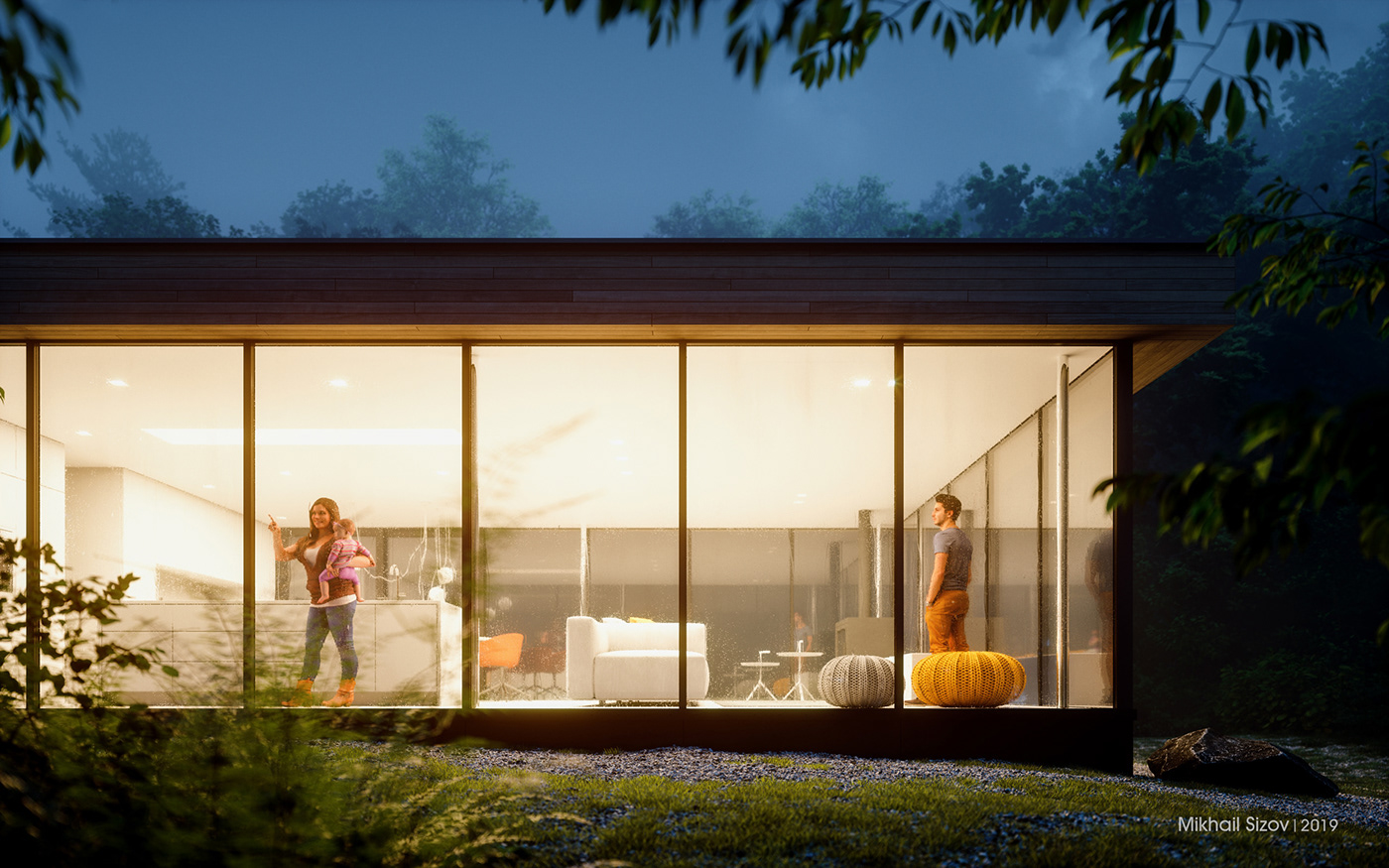 exterior Render Landscape design architecture visualisation 3d modeling architects FREE 3d model Villa