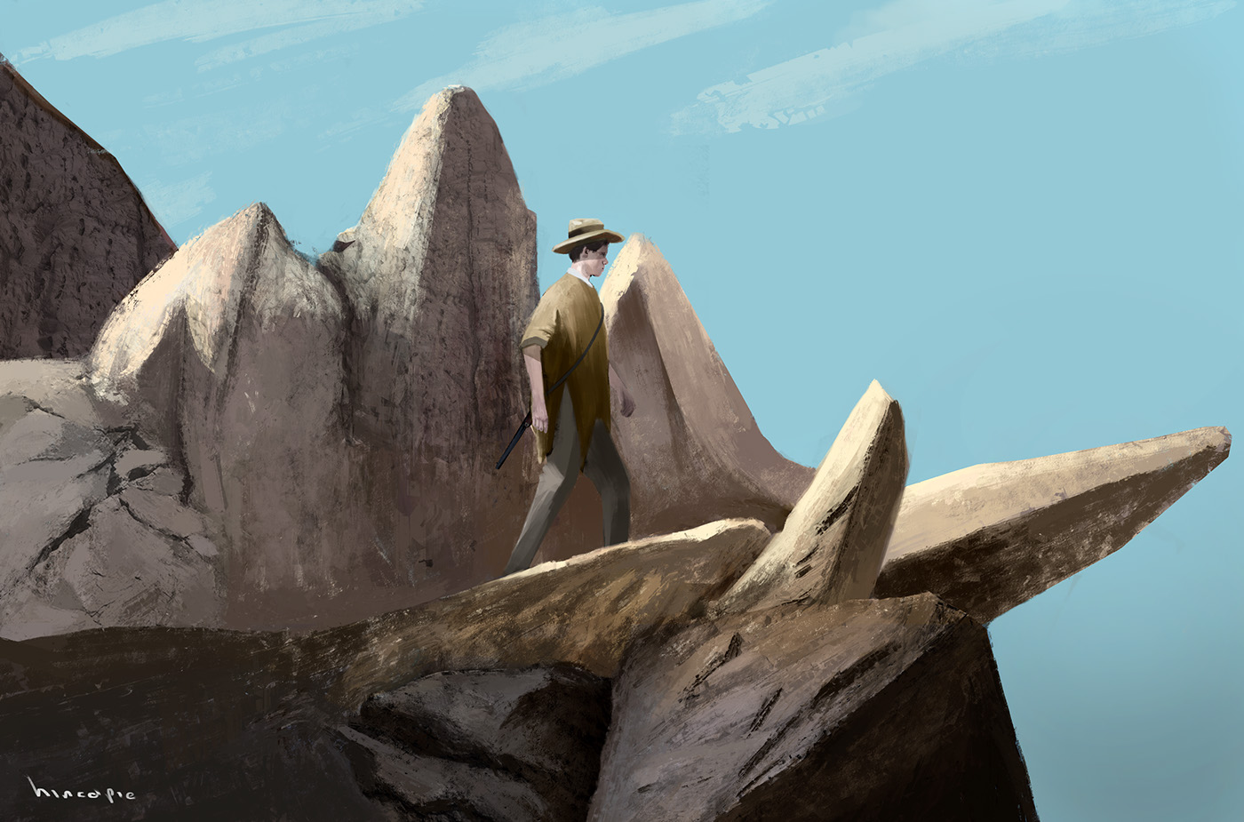 SEBASTIAN HINCAPIE GIL ray character concept mountains Cliff Rock rock illustration Cliff Illustration environment concept
