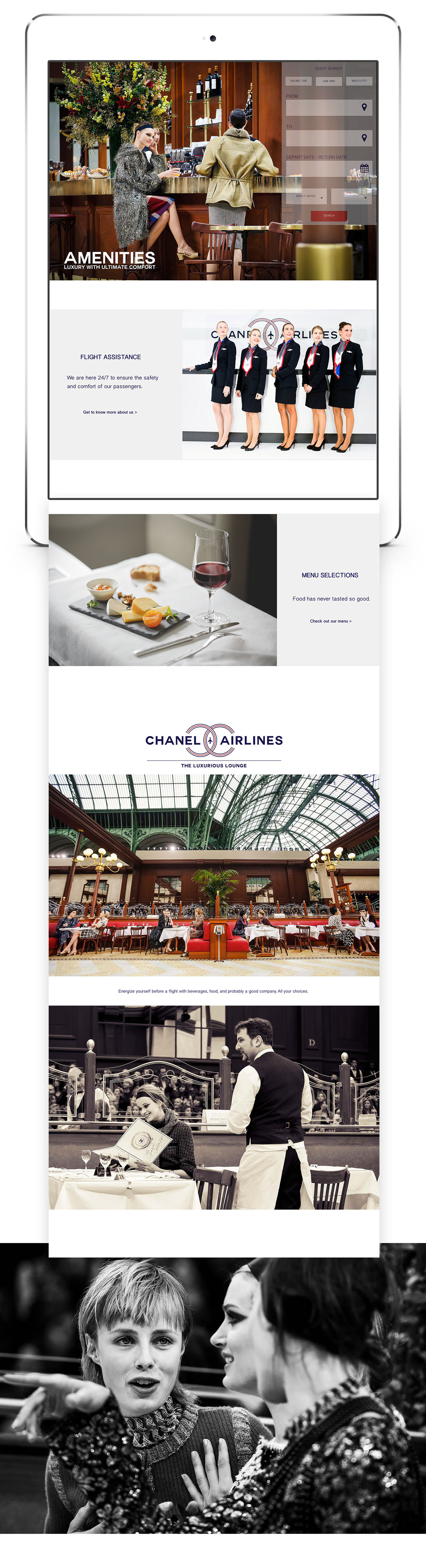 chanel Chanel Airlines Chanel Runway chanel spring 2016 Airline Website Design ui design