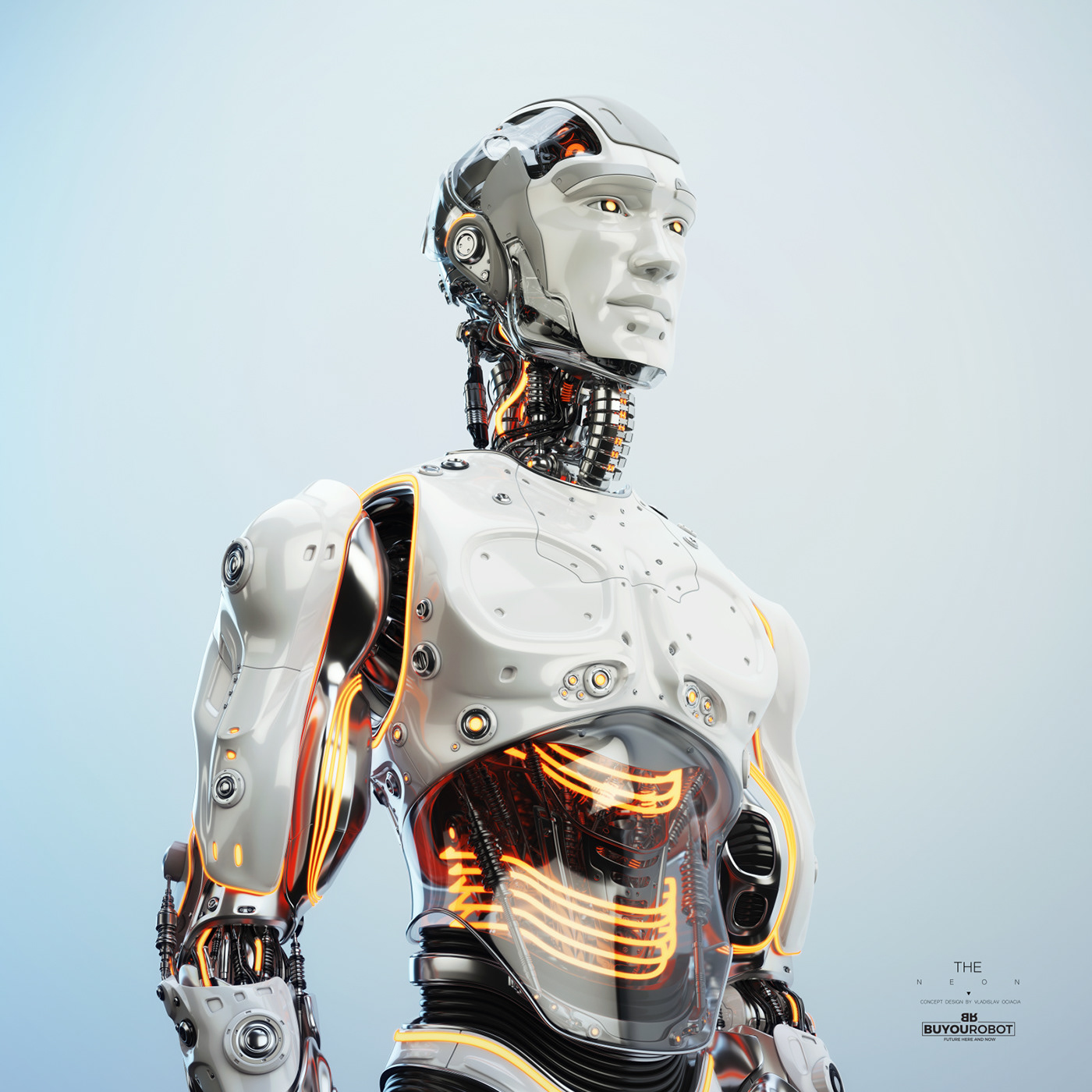 robotic robot Scifi futuristic Cyborg neon RGB lighting hitech Technology