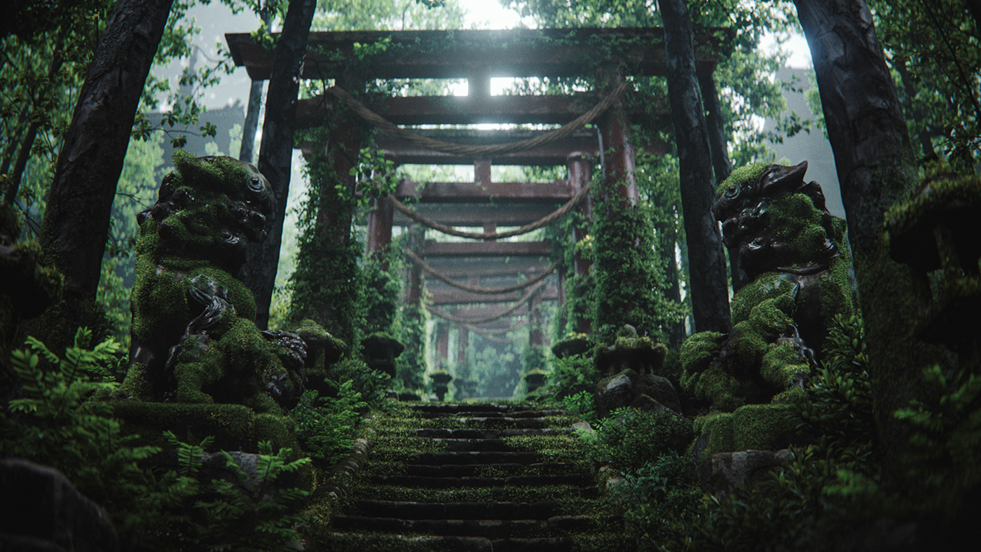 3D 3dsmax CGI CoronaRender  FeudalJapan forest japan Landscape MegaScans Quixel
