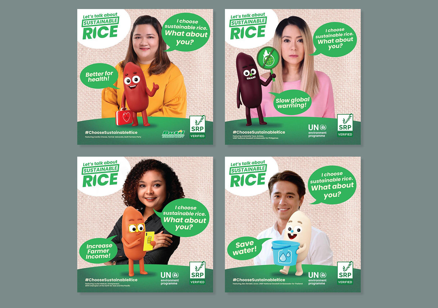 3D 3D Character animation  campaign Character design  mascot design Rice srp Sustainable un