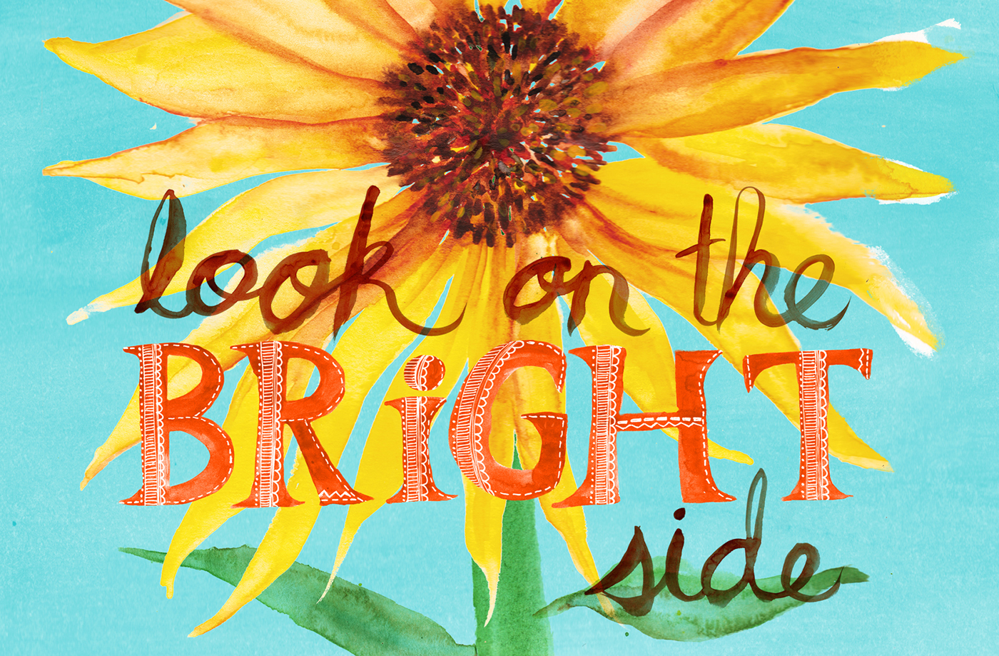 gouache painting   sunflower floral Flowers editorial HAND LETTERING typography   wall art Quotes