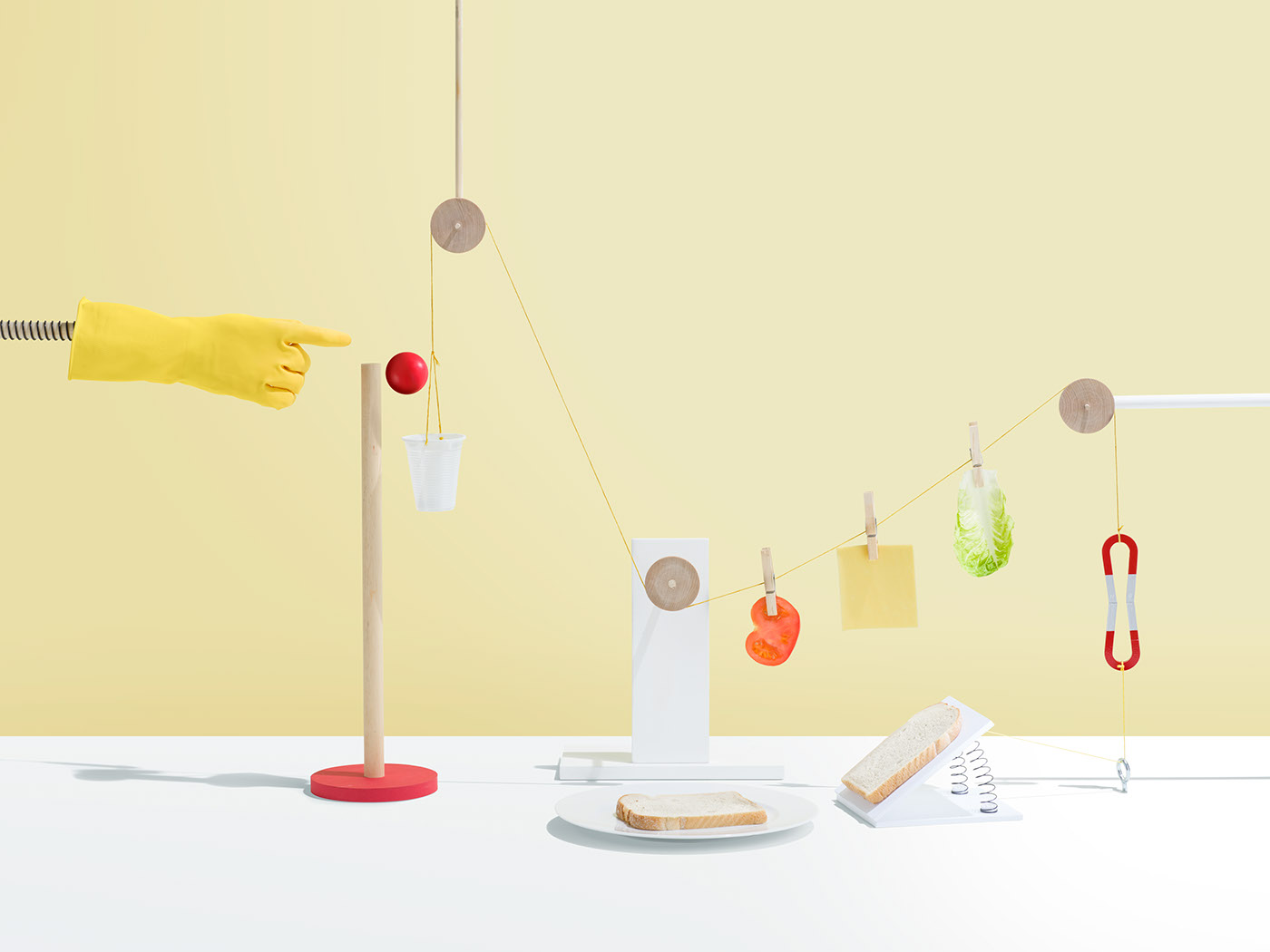 Rube Goldberg machine Mouse Trap game mundane Ordinary set design  Getty Creative Design pastel