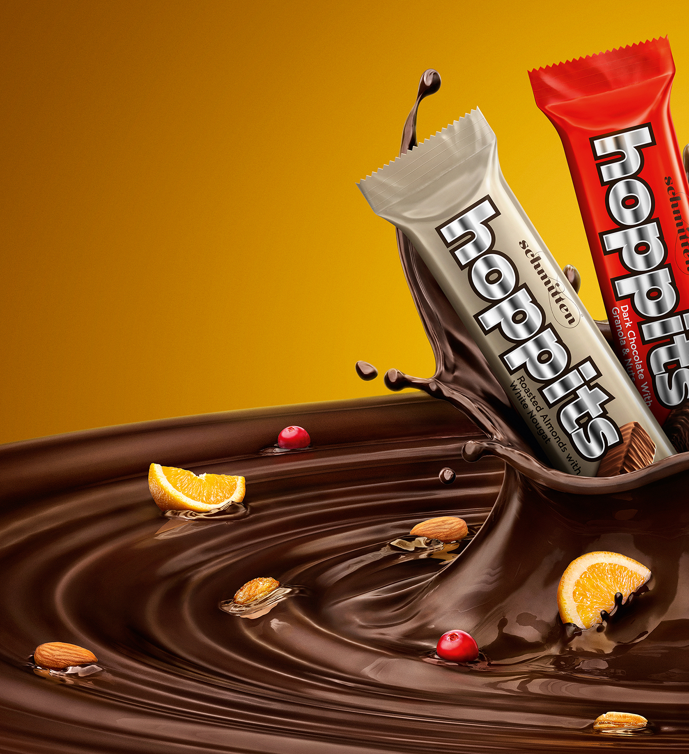 Hoppits chocolate splash Packshot CGI retouch delicious tasty Food  realistic
