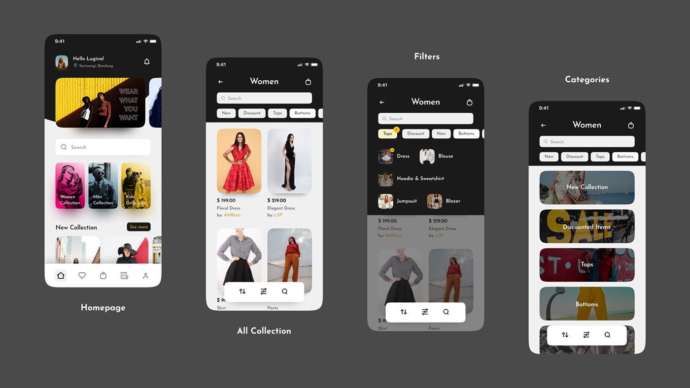 app design Ecommerce Fashion  Figma Mobile app UI uiux user experience user interface ux