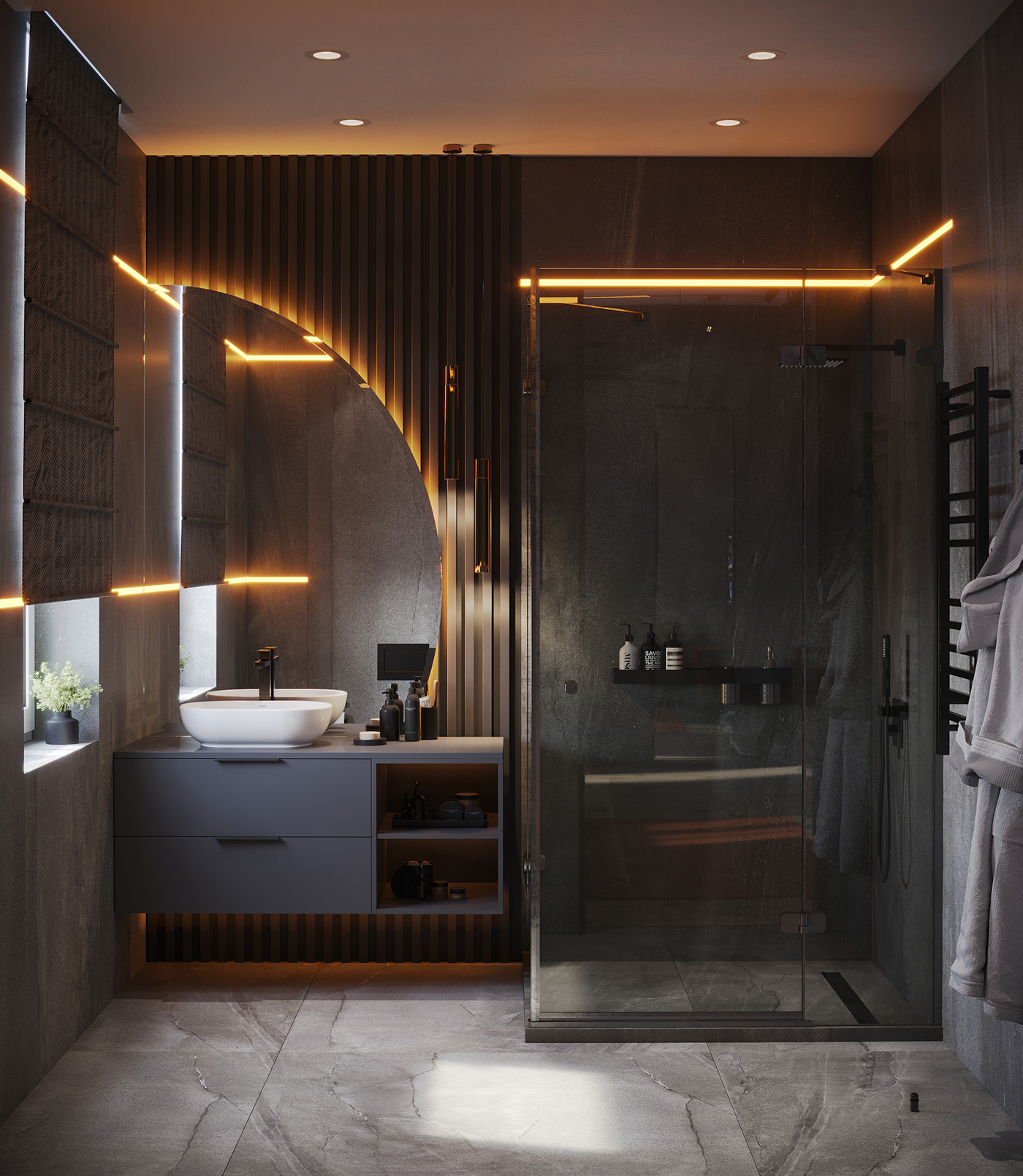 architecture interior design  visualization Render 3ds max bathroom 360 panorama LOFT modern home tour