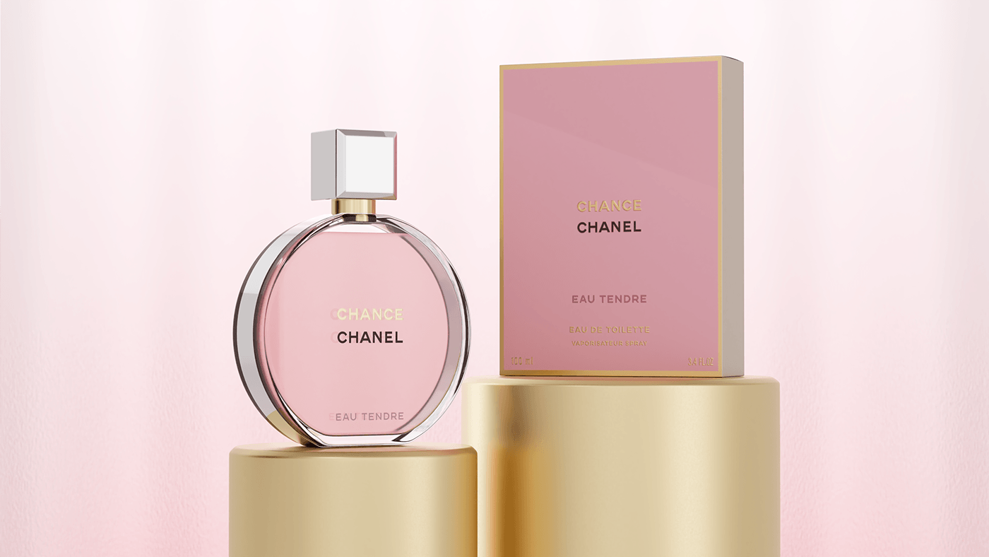 chanel beauty perfume 3D Rendering product visualization pink Chance