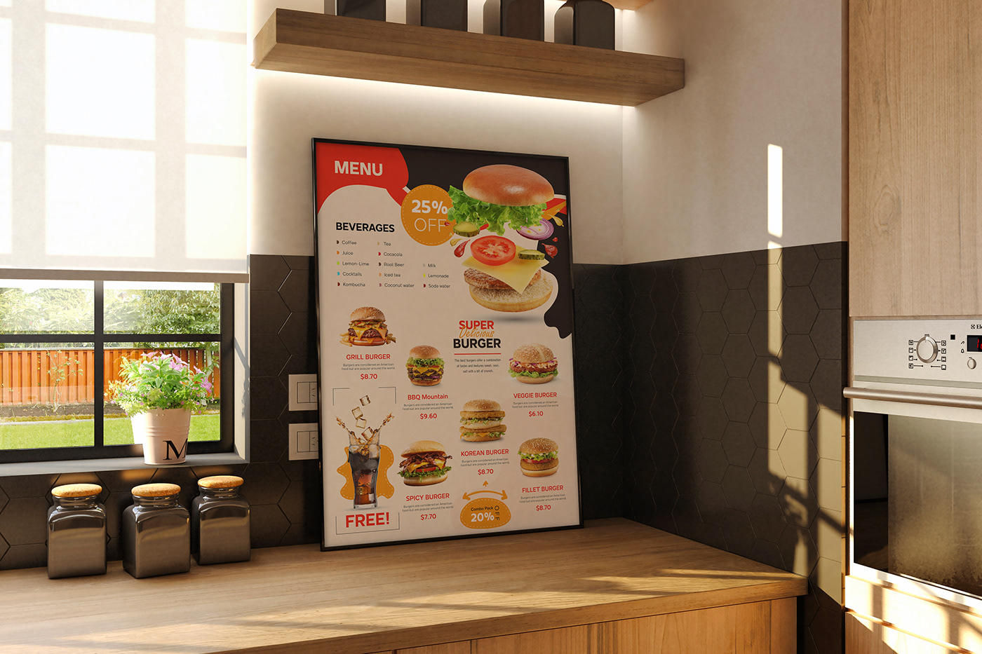 Digital Menu food flyer restaurant menu menu design Menu Card Restaurant Branding burger Digital menu template Restaurant TV Menu