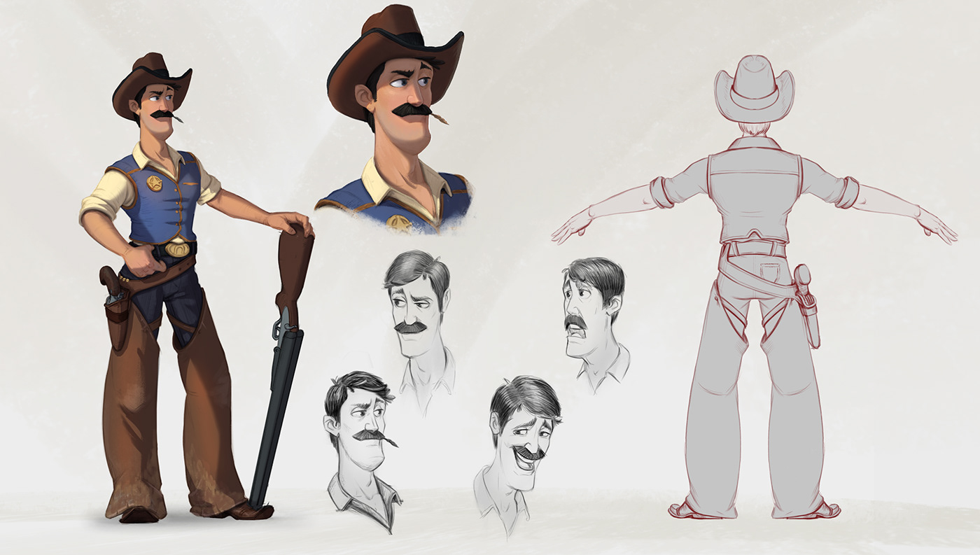 alex lazar animation  Character design  cowboy EL TORO game Gun outlaw sheriff western