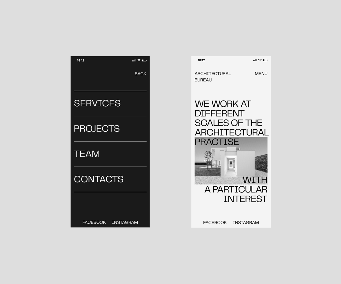 Interface Web prototype architecture UI ux design concept mobile Interior