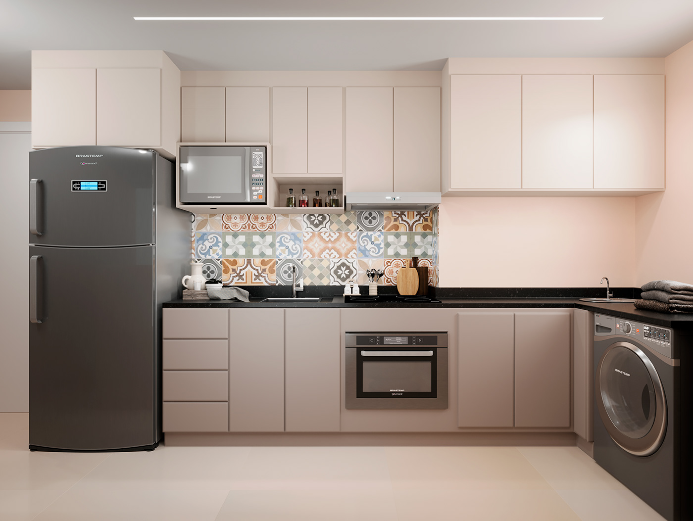 kitchen Interior 3ds max corona Render archviz 3D architecture interior design  marcenaria