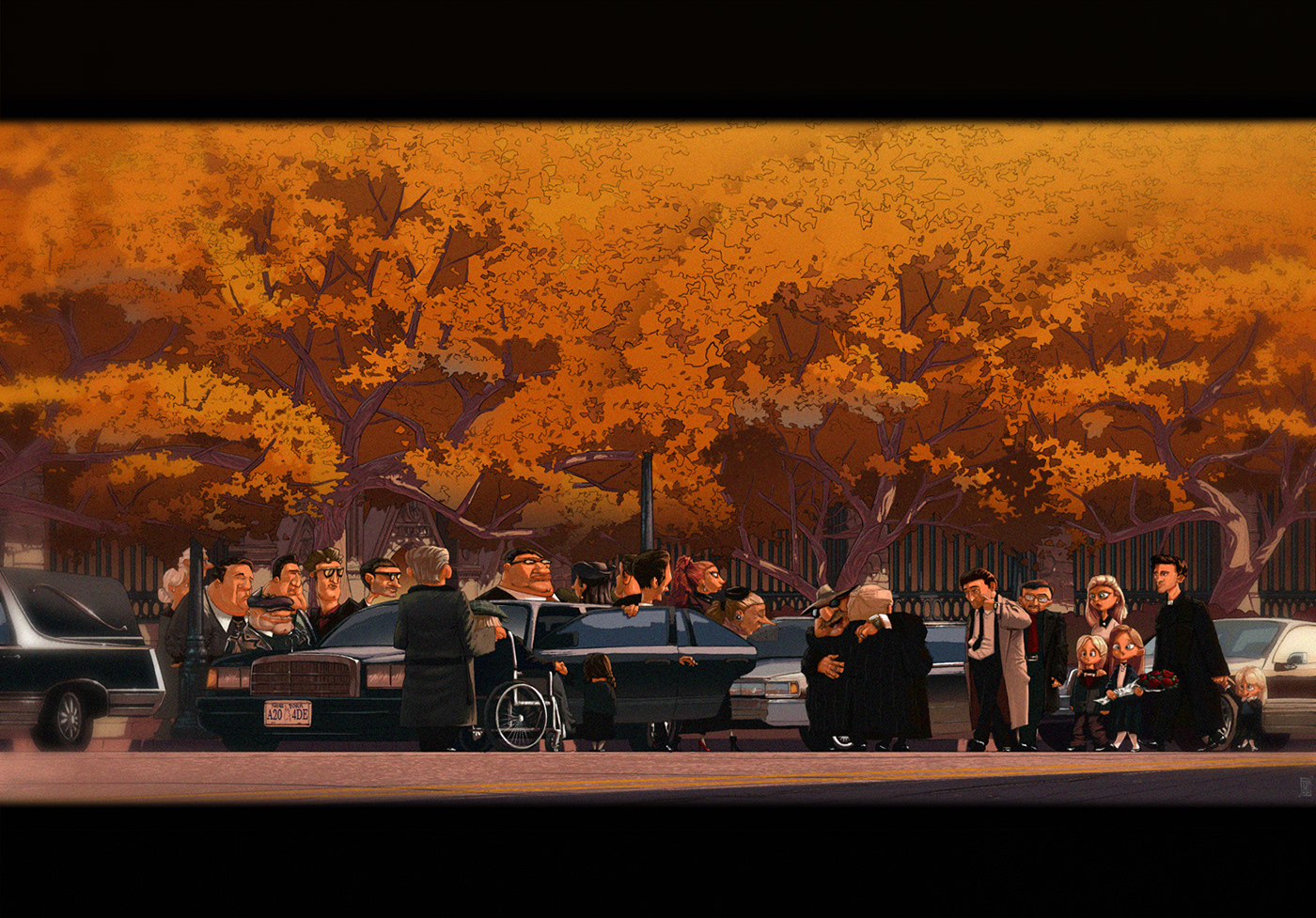 90s autumn car cartoon cemetery characterdesign death Fall mafia newyork