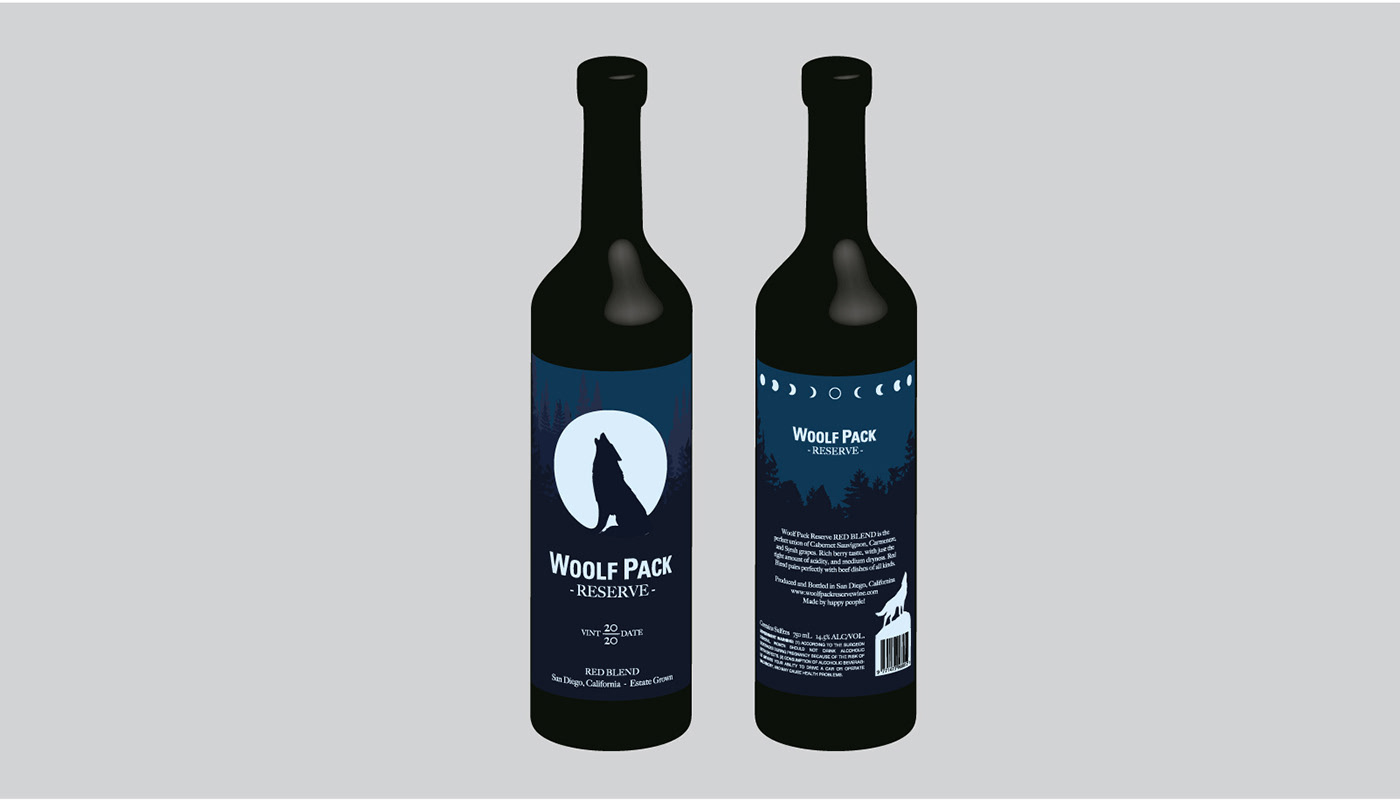 3D model graphic design  ILLUSTRATION  Packaging sketches wine wolf