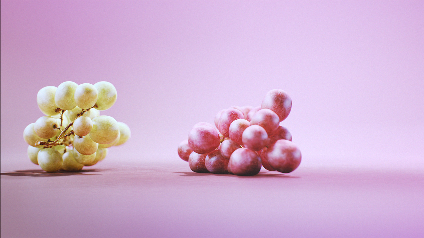 fruits CGI 3D banana grape Pear raspberry melon houdini redshift