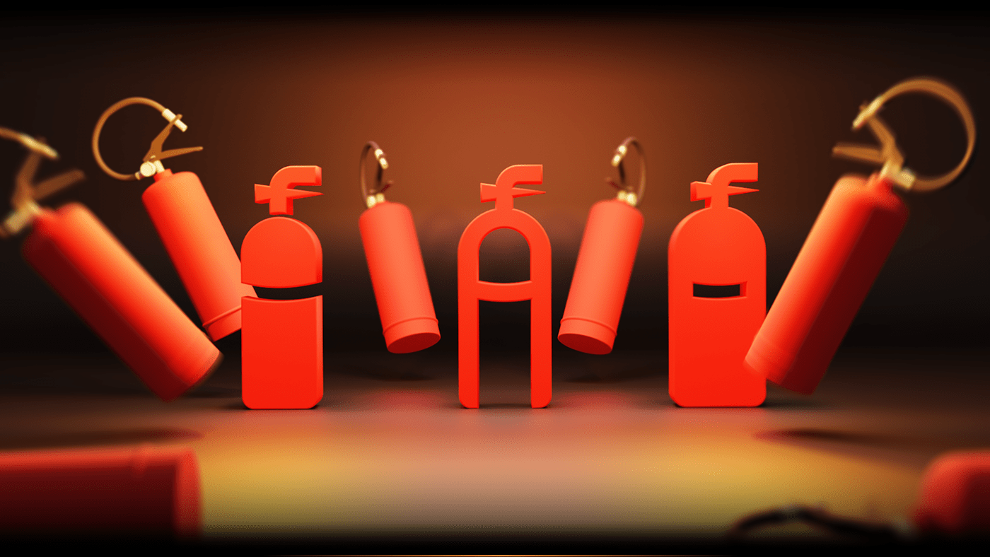 3D blender brand identity extinguisher identity logo Logo Design visual identity