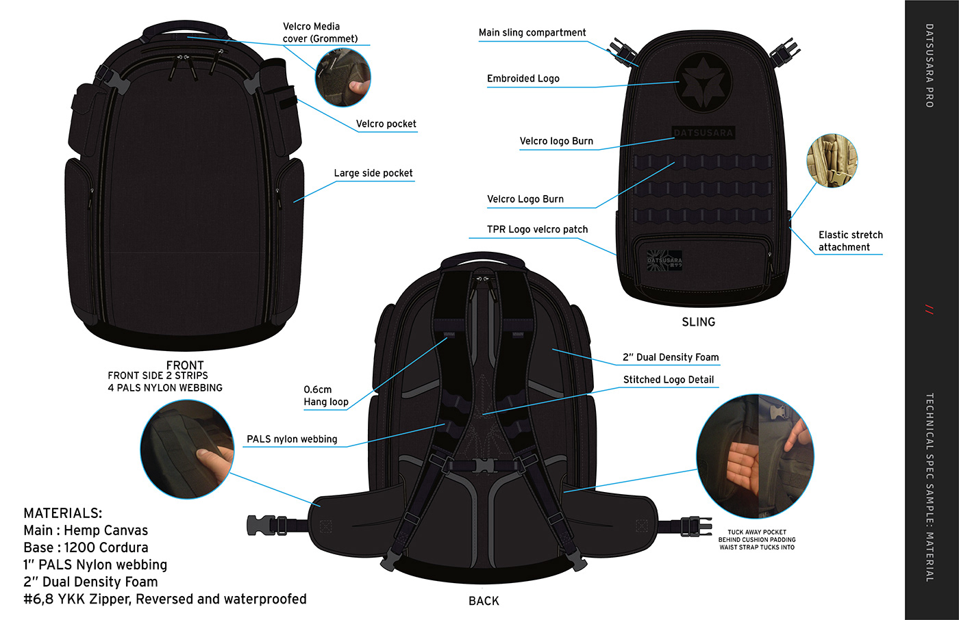 backpack MMA softgood sketching technical specification textile design  industrial design  design family line
