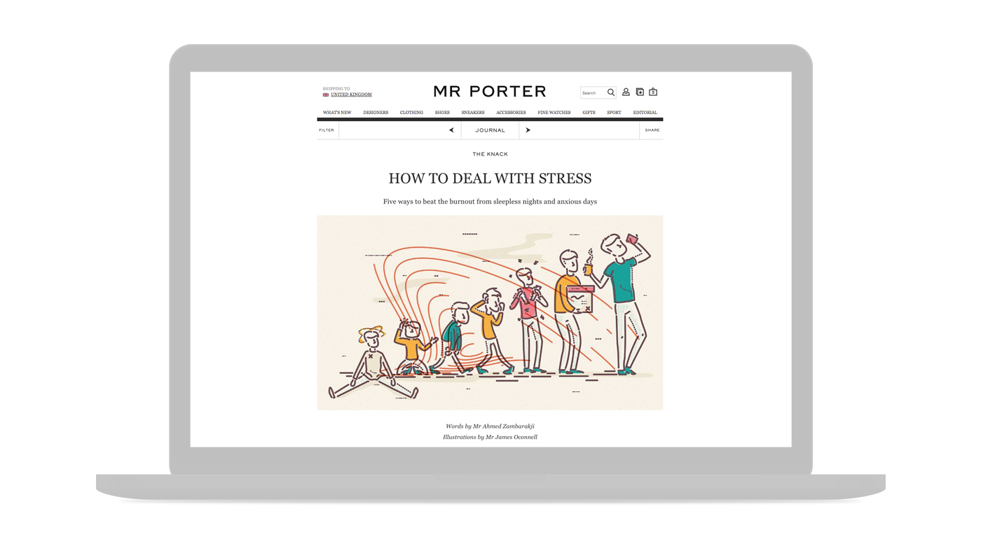 Mr Porter editorial commission james oconnell colour and lines jamesp0p minimal mental health