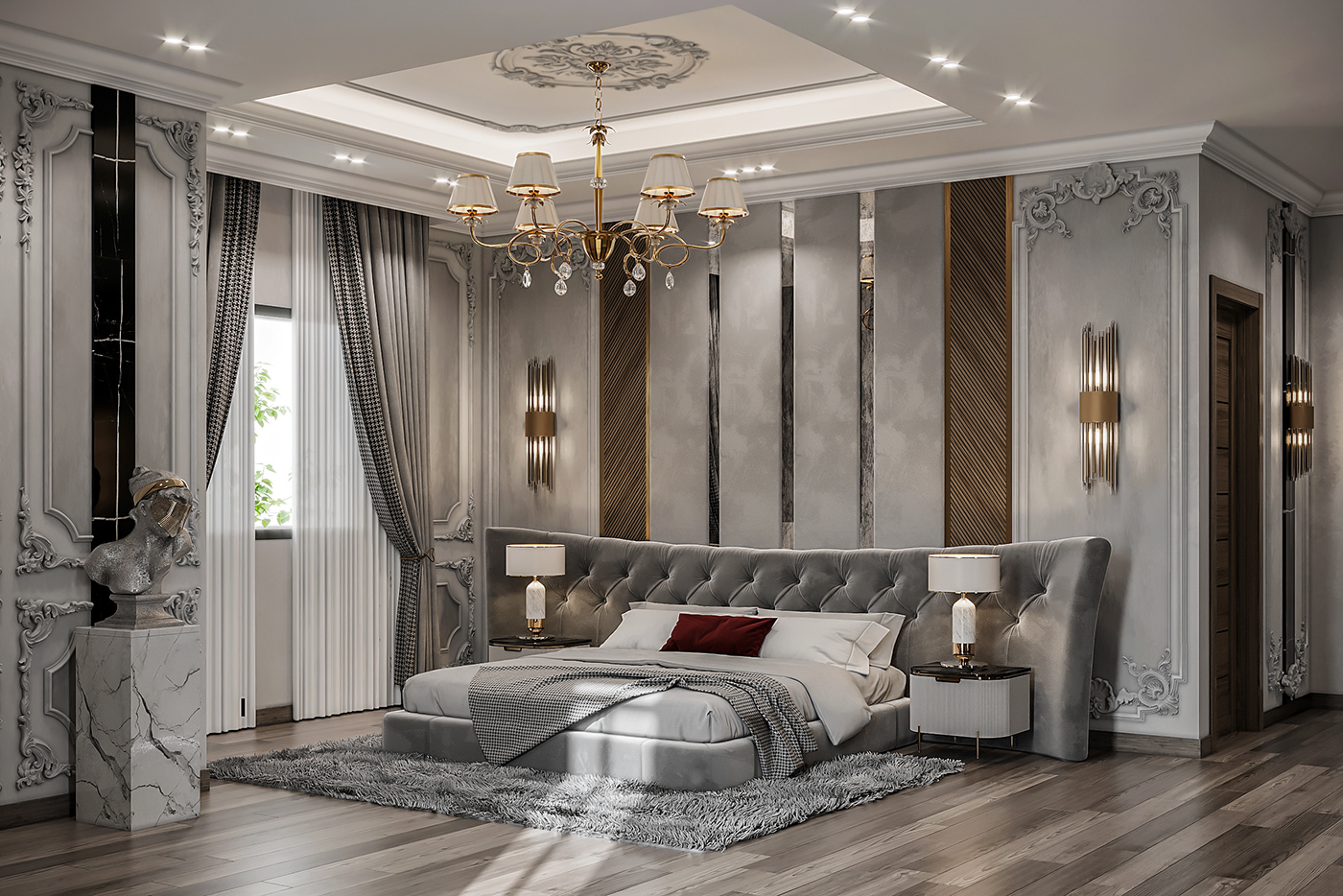 3ds max architecture bedroom CGI Classic classic design corona Interior interior design  Render