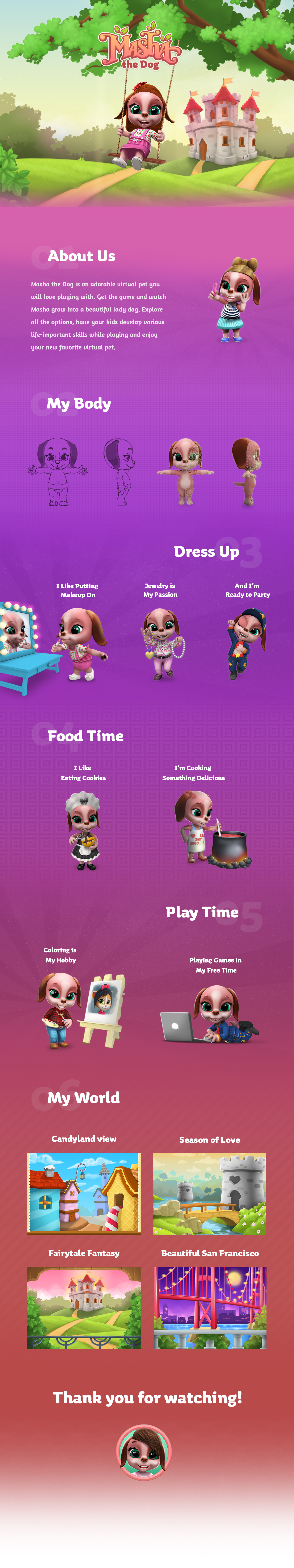 game design  3D android talking games dog masha Game inteface virtual pet ilustration Mockup