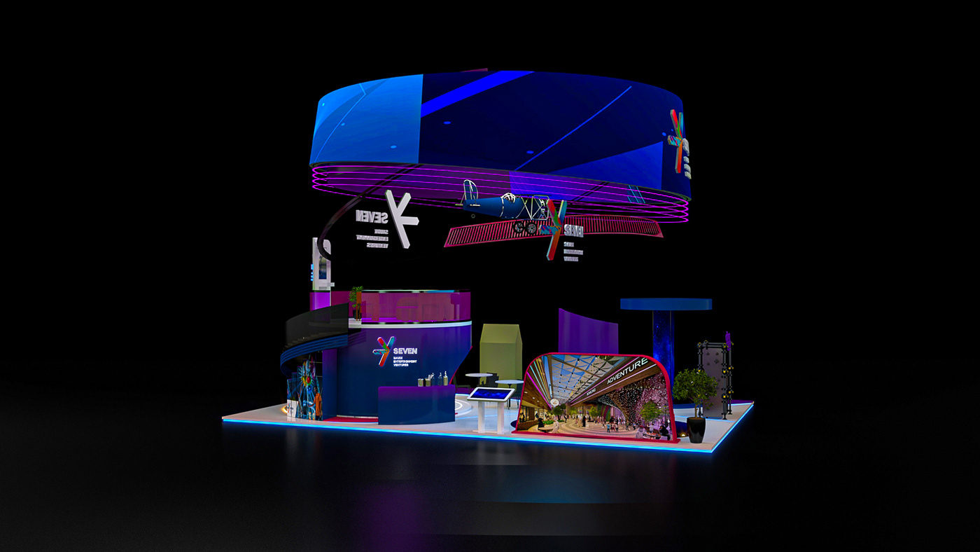 design 3D booth Exhibition Design  expo exhibition stand booth design Saudi Arabia seven
