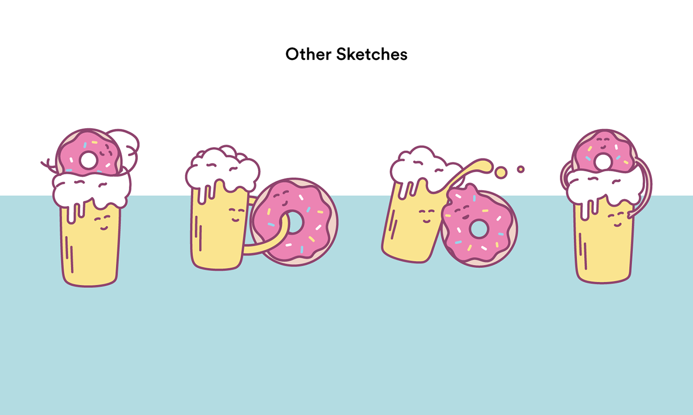 ILLUSTRATION  beer Donuts Playful minimalistic quirky cute