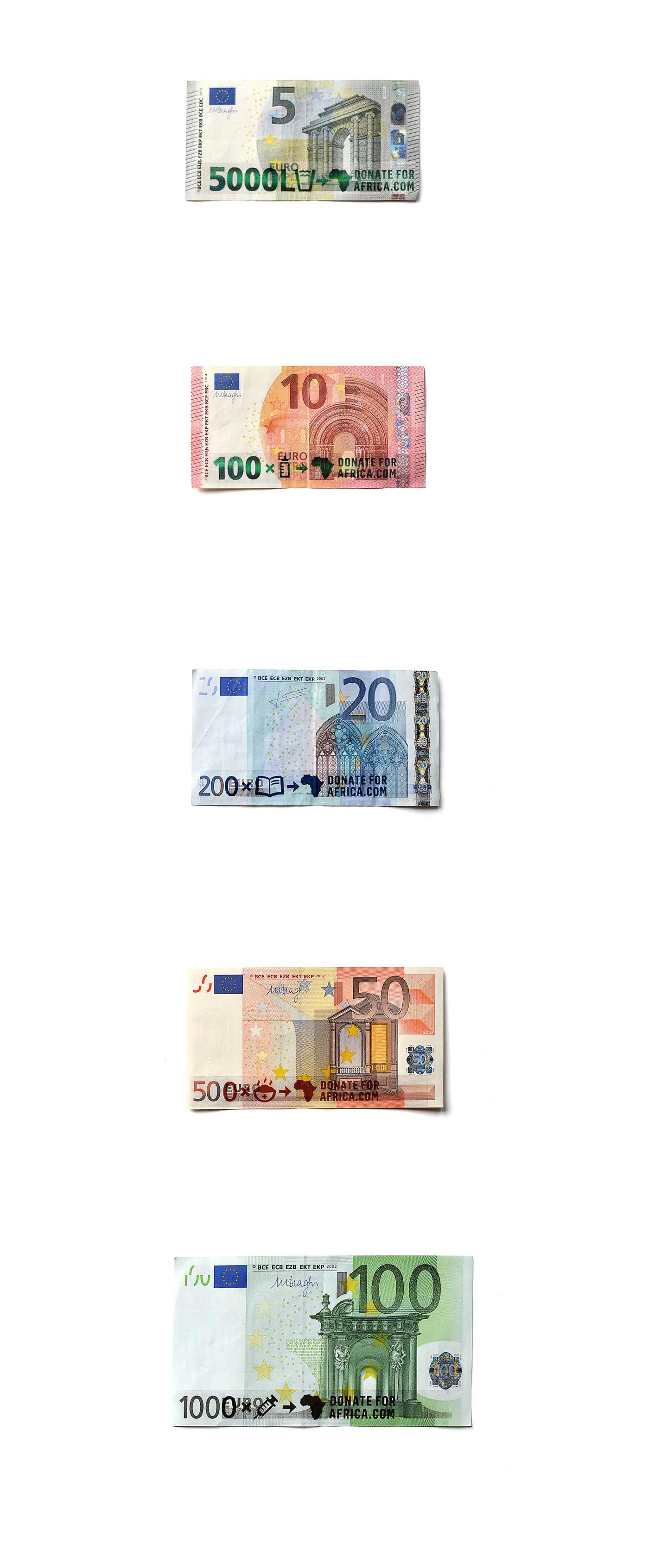 Donate for Africa D&AD money donate winner euro bills sticker