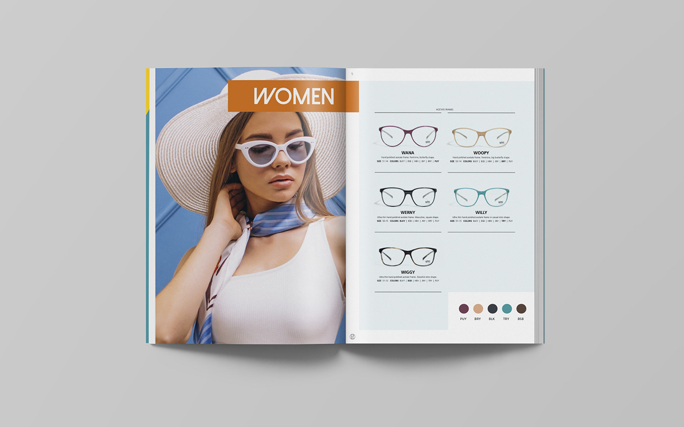 eyewear glasses catalog Catalogue Sunglasses identity lunettes blue yellow