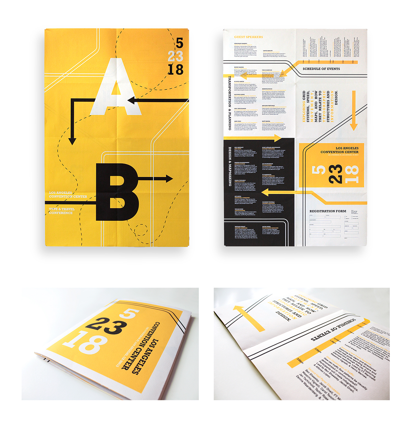 type Travel systems conference maps yellow black identity branding 